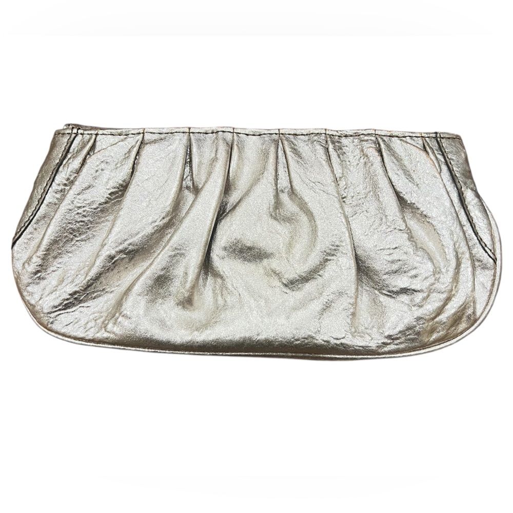 Juicy Couture Vintage Metallic Silver Crackled Leather Clutch - Y2K McBling - Picture 2 of 16